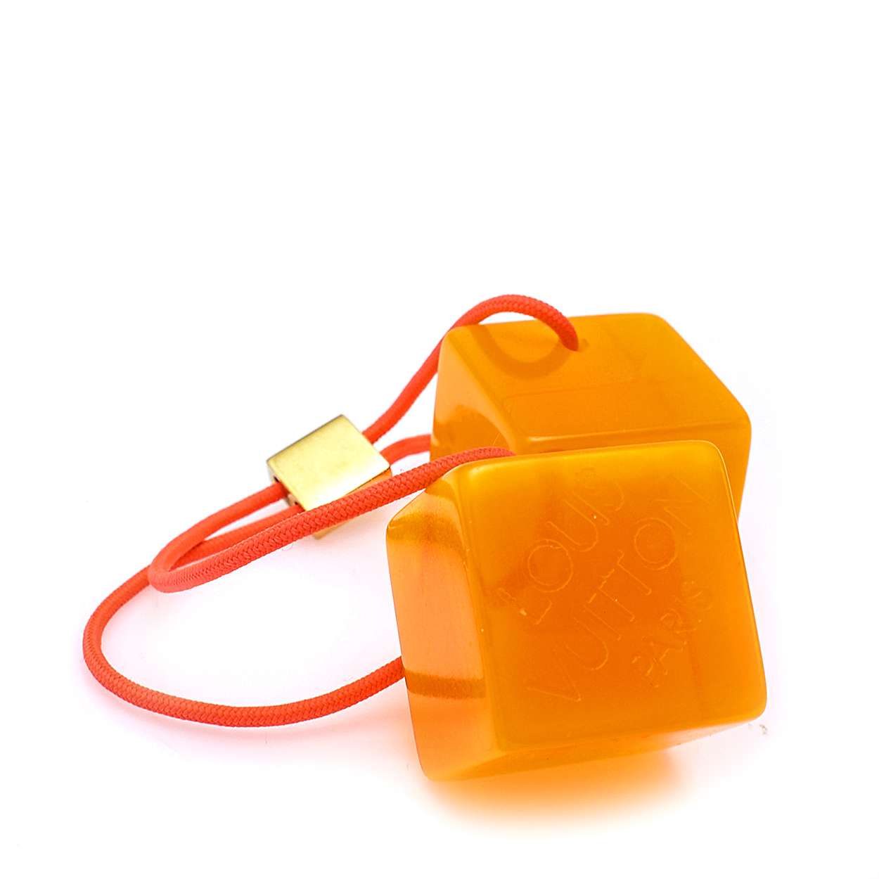 Louis Vuitton - Orange Neon Resin Cube Pony Tail Hair Tie